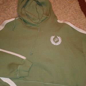 PINK Victoria's Secret Olive Hoodie with White Details